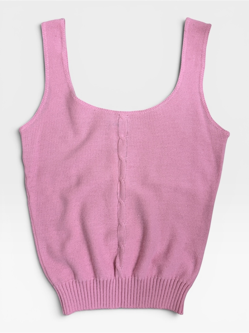 VTG Avon Fashions Pink Cable Knit Sweater Tank Top Size Small Madd in USA